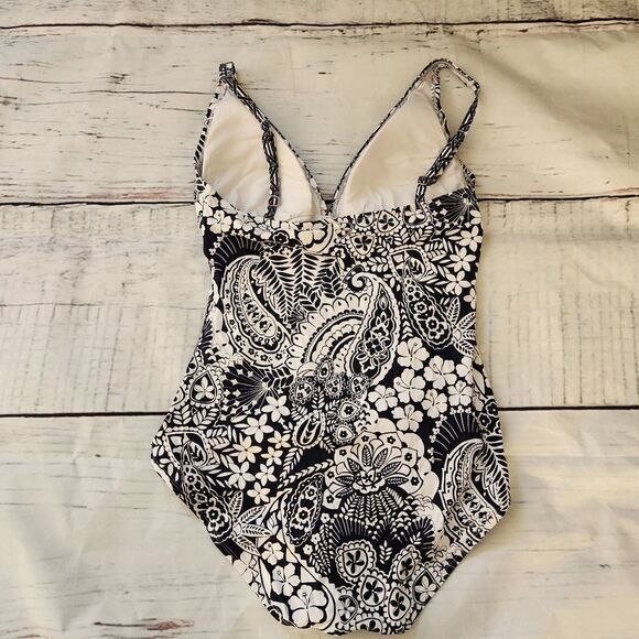 Tommy Bahama Paisley Paradise V Neck One Piece Swimsuit Size 10 - Picture 3 of 7